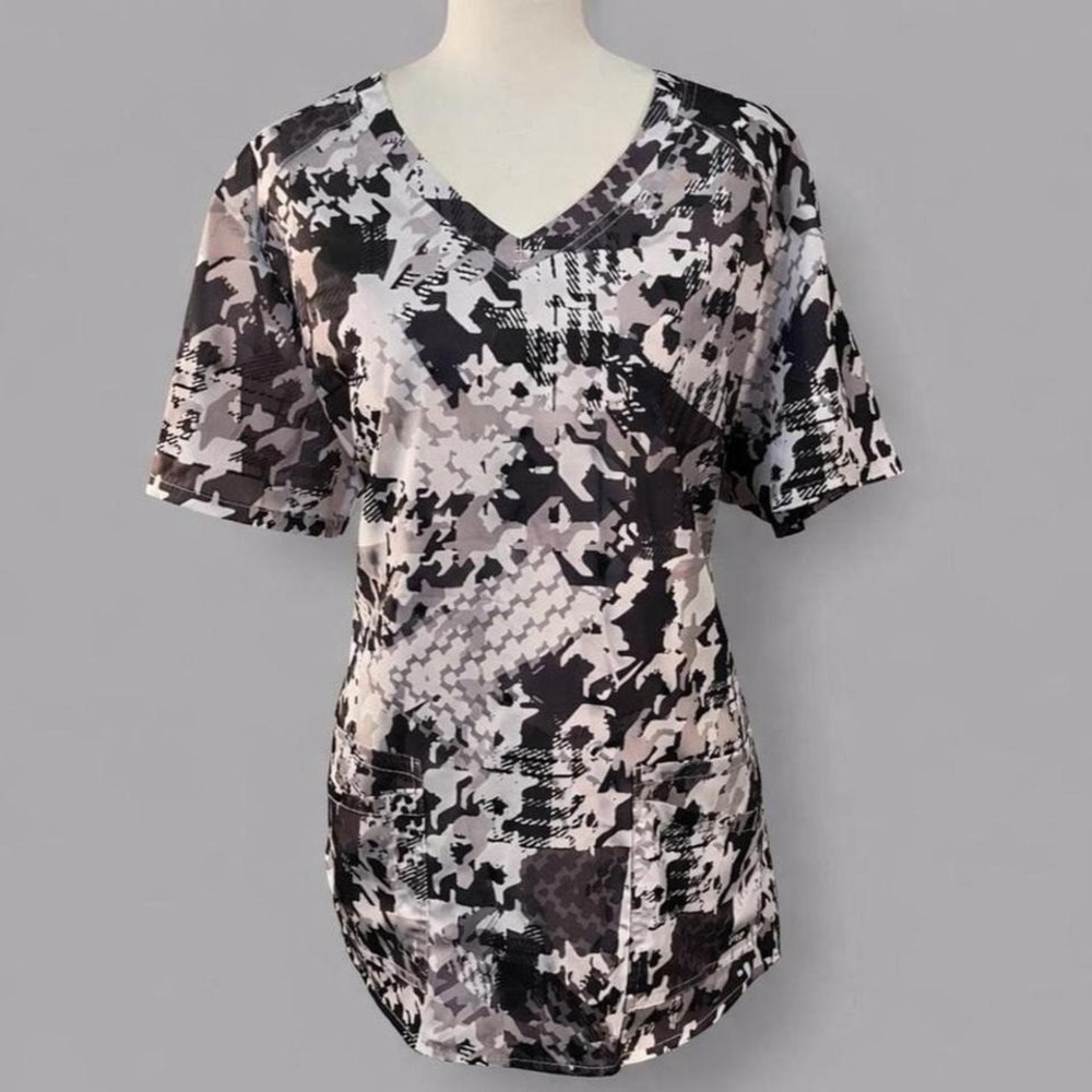 Greys Anatomy XL Nurse Scrub Top Camo Military Gorpcore Utility Sporty Aesthetic